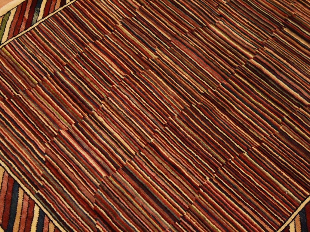 Modern Gabbeh Georgian Blue/Red Wool Rug - 3'3'' x 4'9''