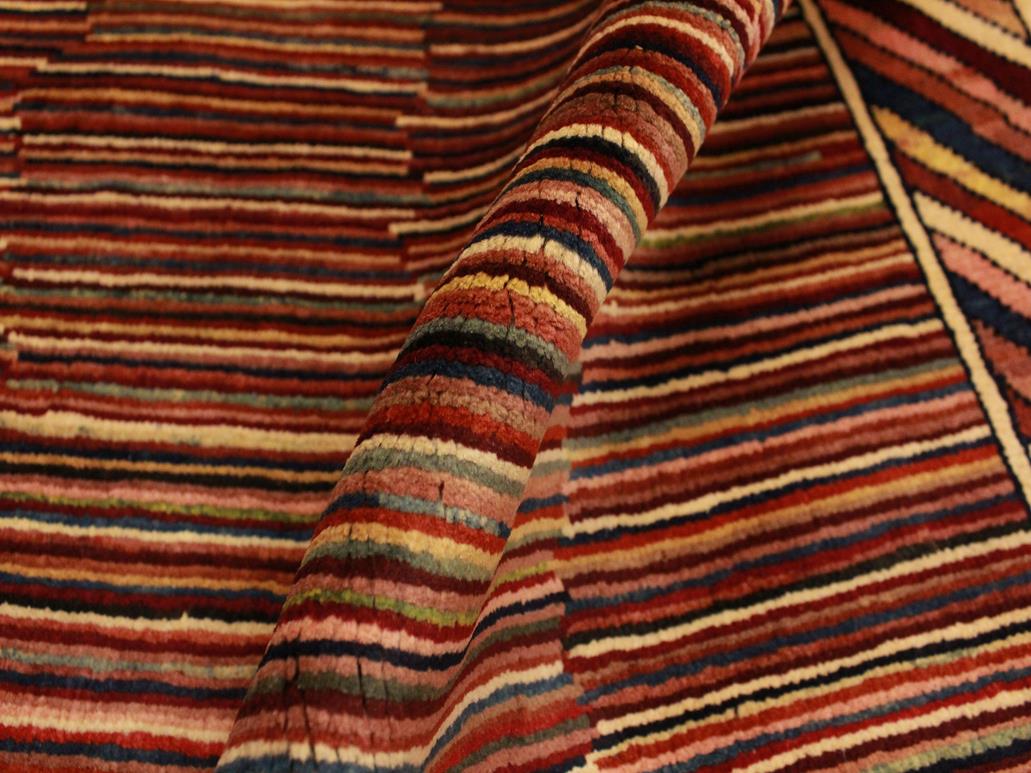 Modern Gabbeh Georgian Blue/Red Wool Rug - 3'3'' x 4'9''