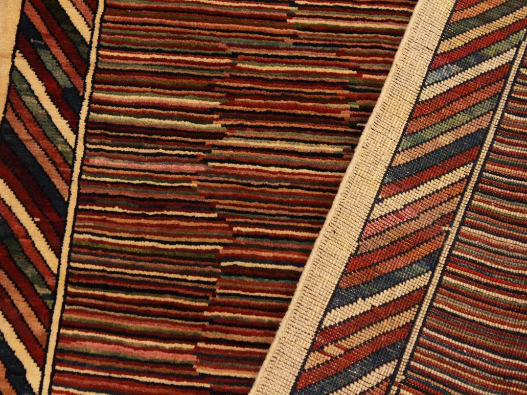 Modern Gabbeh Georgian Blue/Red Wool Rug - 3'3'' x 4'9''