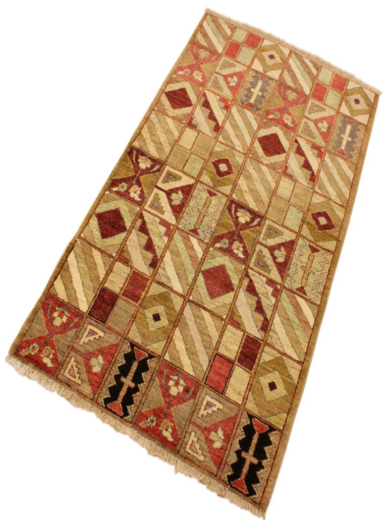 Bohemian Gabbeh Hildegar Beige/Red Wool Rug - 3'0'' x 5'2''