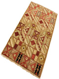 Bohemian Gabbeh Hildegar Beige/Red Wool Rug - 3'0'' x 5'2''
