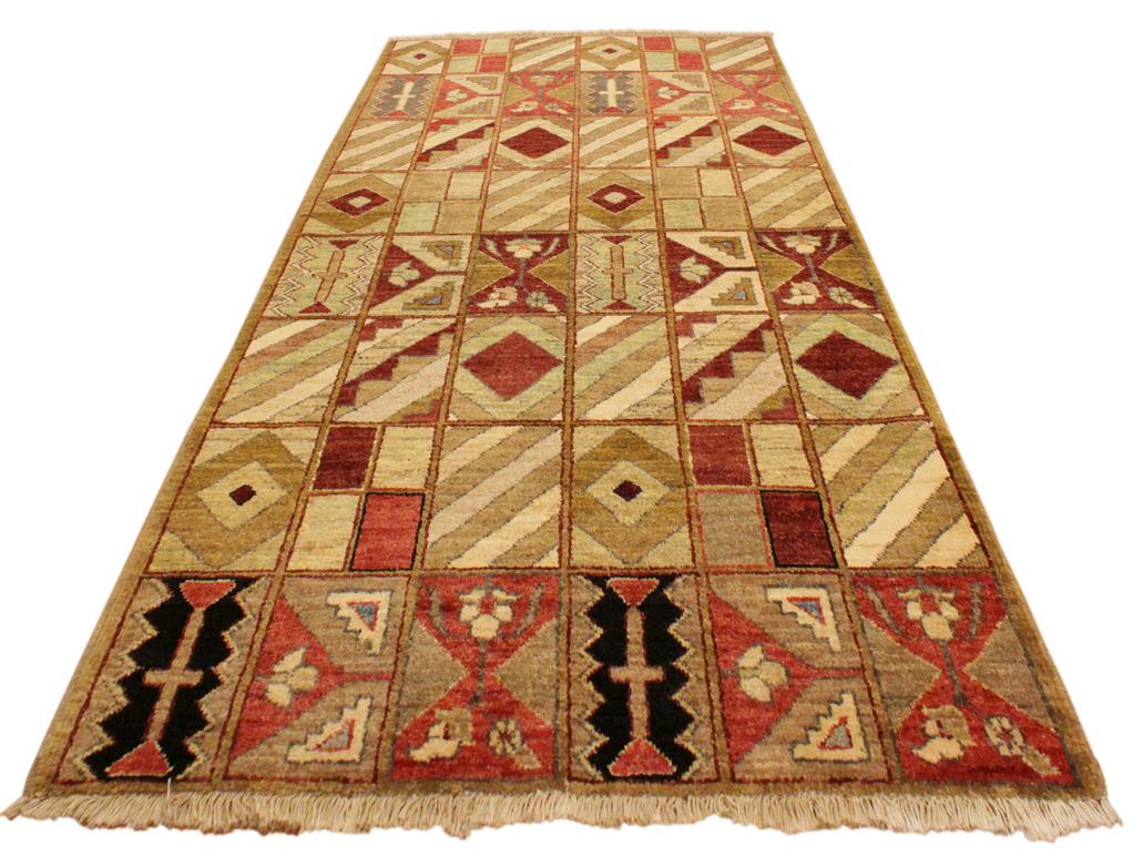 Bohemian Gabbeh Hildegar Beige/Red Wool Rug - 3'0'' x 5'2''