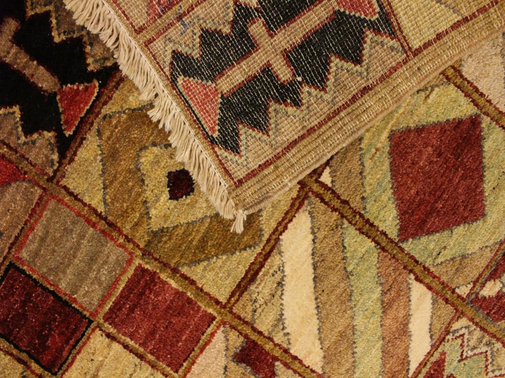 Bohemian Gabbeh Hildegar Beige/Red Wool Rug - 3'0'' x 5'2''