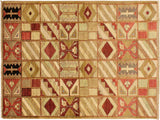 Bohemian Gabbeh Hildegar Beige/Red Wool Rug - 3'0'' x 5'2''