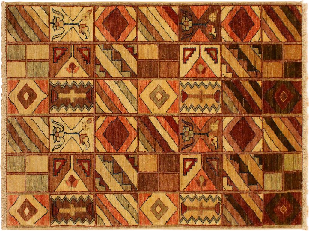 Shabby Chic Gabbeh Magda Beige/Brown Wool Rug - 3'0'' x 4'10''