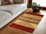 Contemporary Gabbeh Karol Beige/Red Wool Rug - 2'11'' x 5'1''
