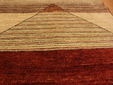 Contemporary Gabbeh Karol Beige/Red Wool Rug - 2'11'' x 5'1''