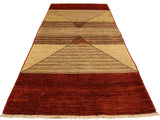 Contemporary Gabbeh Karol Beige/Red Wool Rug - 2'11'' x 5'1''