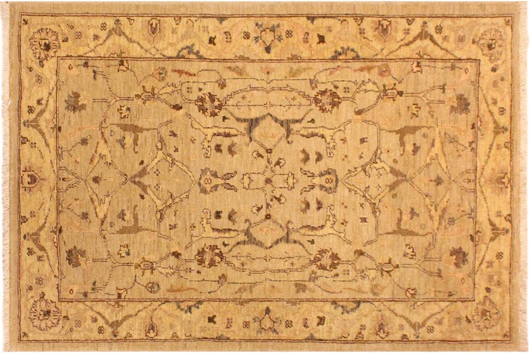 handmade Traditional Kafkaz Chobi Ziegler Lt. Tan Gold Hand Knotted RECTANGLE 100% WOOL area rug 3 x 5