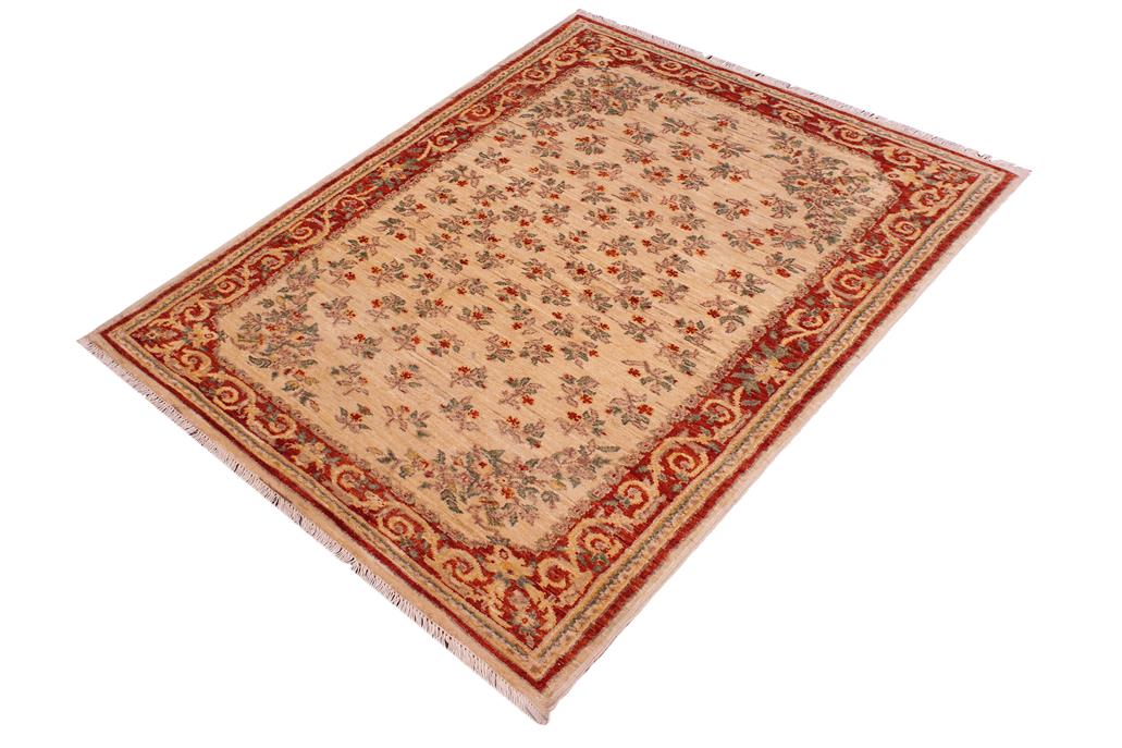 handmade Traditional Kafkaz Chobi Ziegler Ivory Red Hand Knotted RECTANGLE 100% WOOL area rug 3 x 5