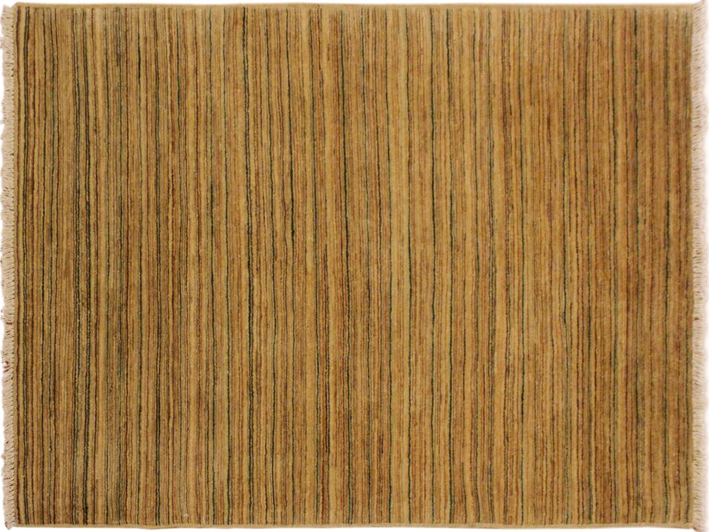 Modern Gabbeh Alaina Beige/Green Wool Rug - 3'1'' x 4'11''