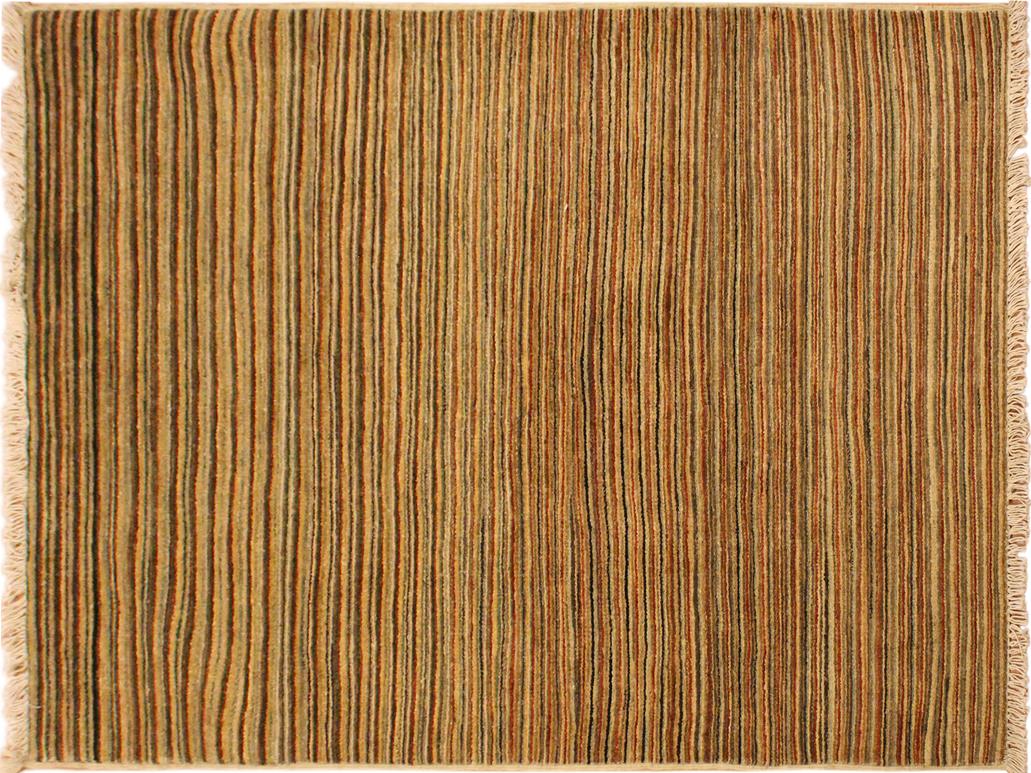 Contemporary Gabbeh Nereida Beige/Rust Wool Rug - 3'1'' x 5'1''