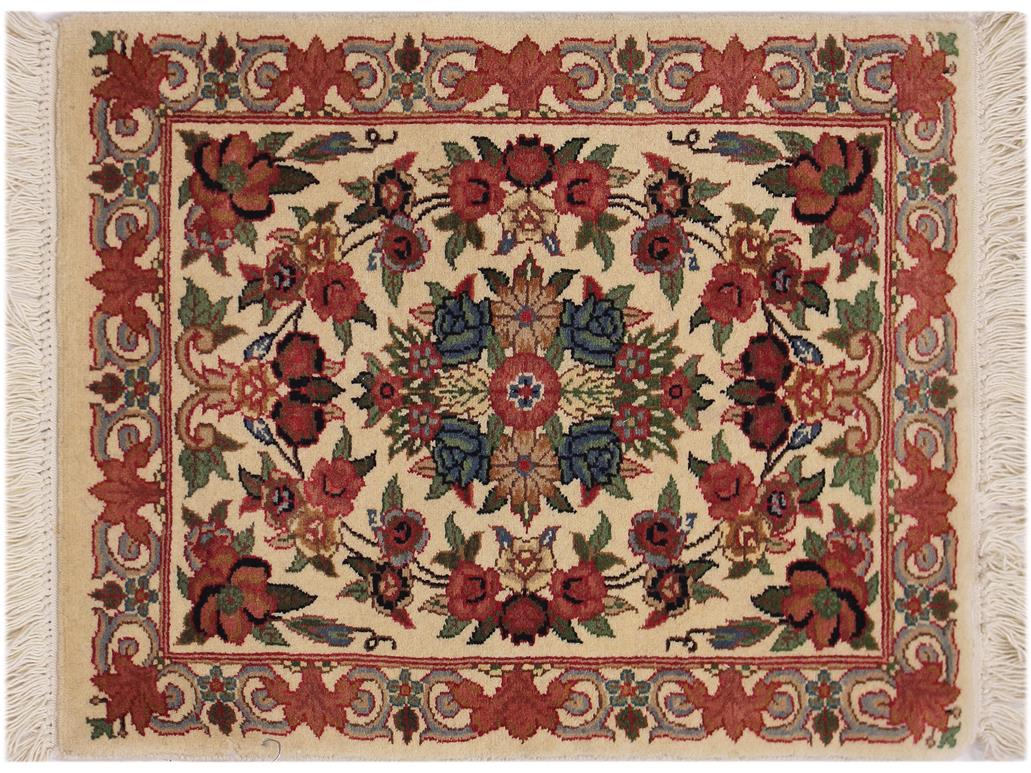 handmade Traditional Abusson Beige Green Hand Knotted RECTANGLE 100% WOOL area rug 2x2