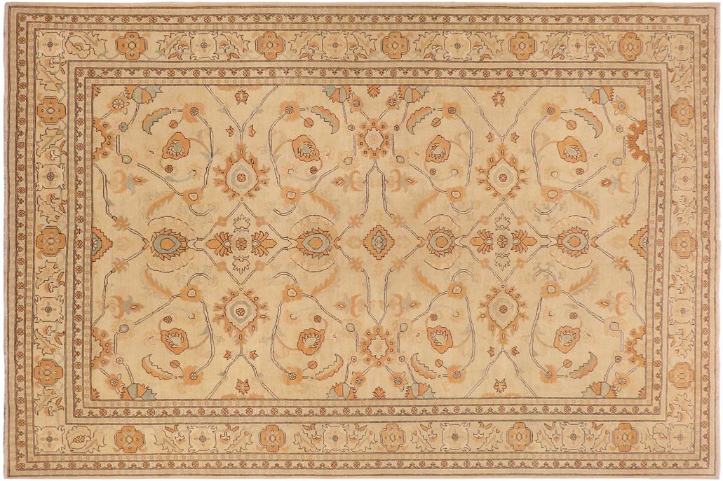 handmade Transitional Kafkaz Chobi Ziegler Tan Orange Hand Knotted RECTANGLE 100% WOOL area rug 10 x 15