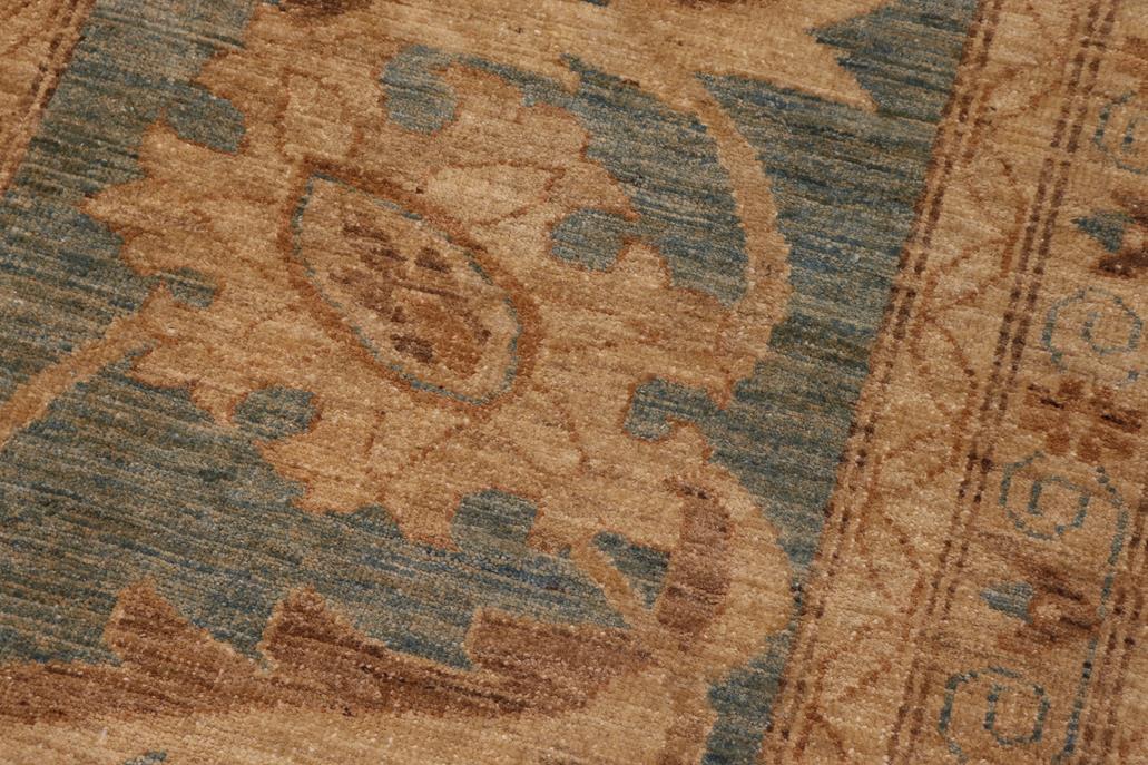 handmade Traditional Kafkaz Chobi Ziegler Rust Teal Blue Hand Knotted RECTANGLE 100% WOOL area rug 13 x 19