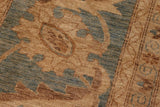 handmade Traditional Kafkaz Chobi Ziegler Rust Teal Blue Hand Knotted RECTANGLE 100% WOOL area rug 13 x 19