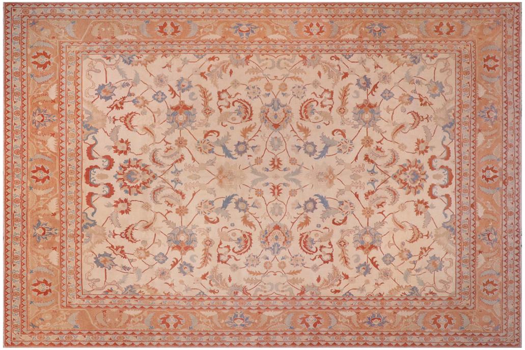handmade Traditional Kafkaz Chobi Ziegler Ivory Rose Hand Knotted RECTANGLE 100% WOOL area rug 13 x 17