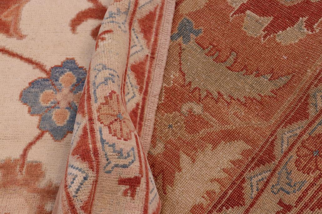handmade Traditional Kafkaz Chobi Ziegler Ivory Rose Hand Knotted RECTANGLE 100% WOOL area rug 13 x 17