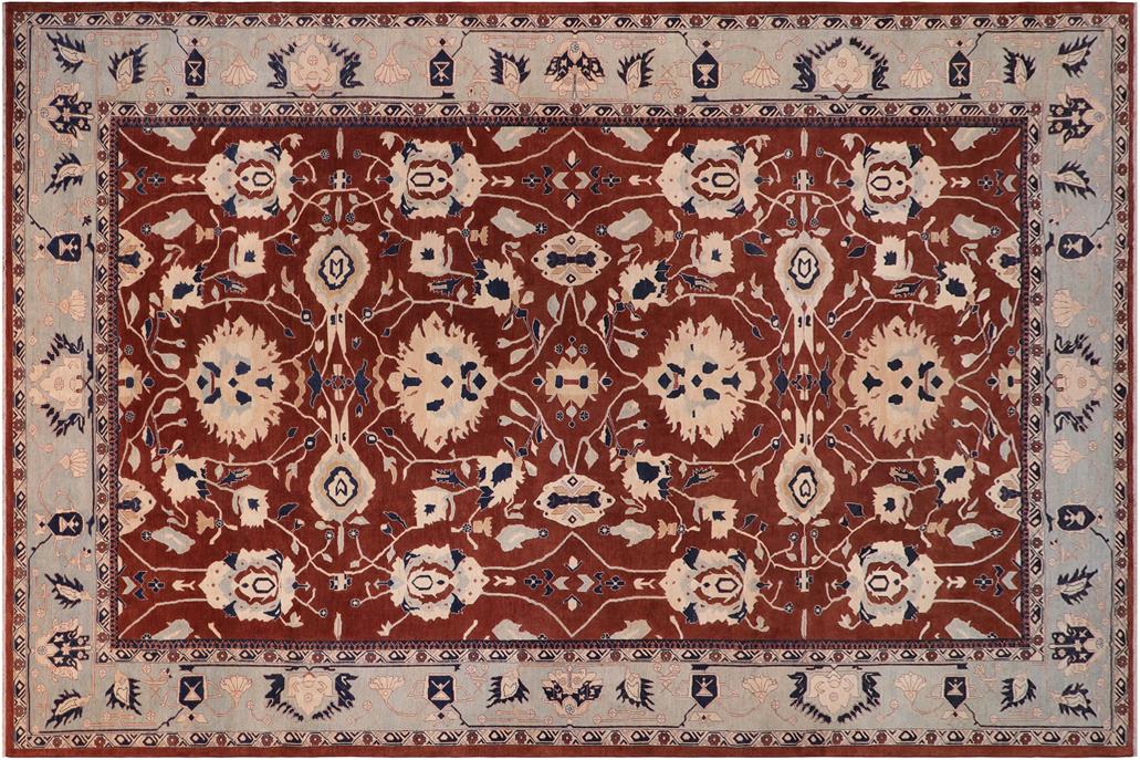 handmade Traditional Kafkaz Chobi Ziegler Brown Lt. Blue Hand Knotted RECTANGLE 100% WOOL area rug 12 x 18