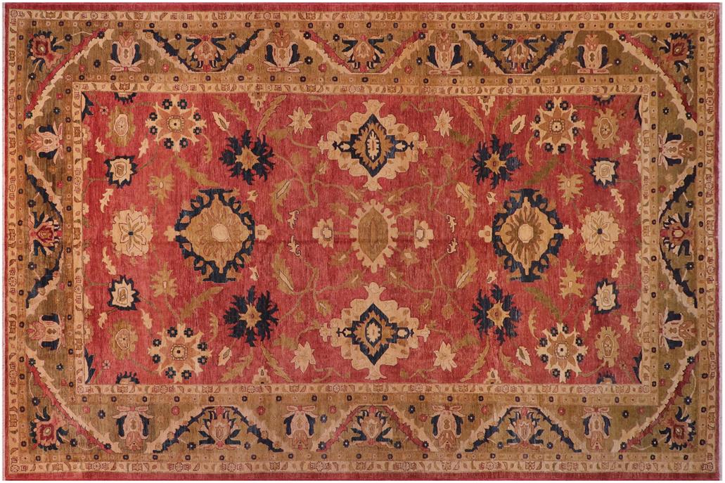 handmade Traditional Kafkaz Chobi Ziegler Rust Olive Green Hand Knotted RECTANGLE 100% WOOL area rug 12 x 18