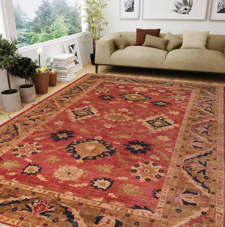 handmade Traditional Kafkaz Chobi Ziegler Rust Olive Green Hand Knotted RECTANGLE 100% WOOL area rug 12 x 18