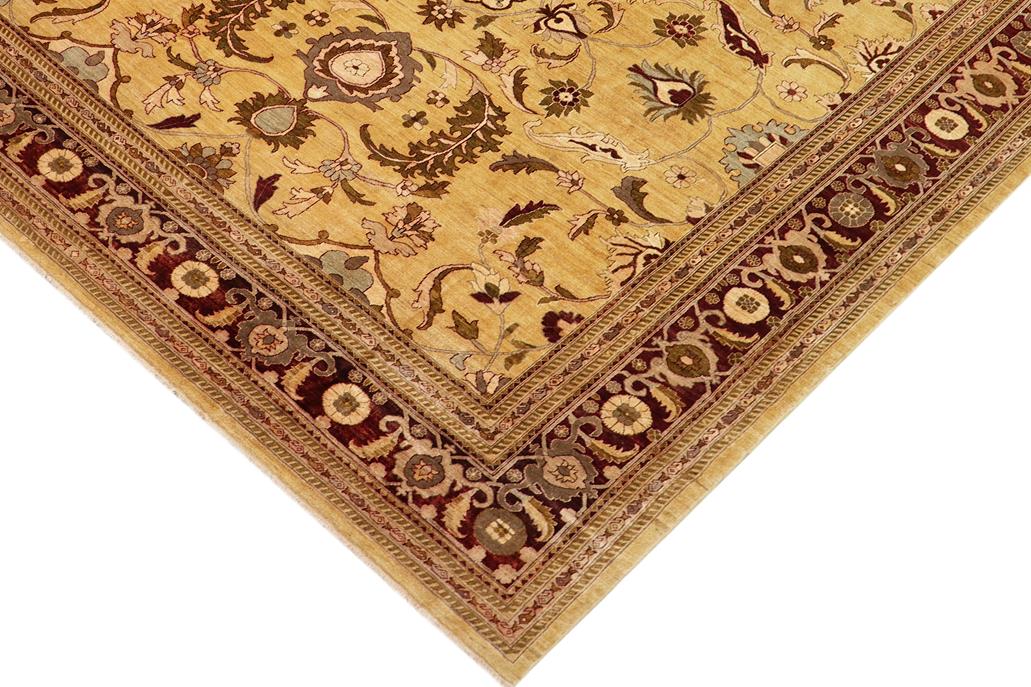 handmade Traditional Kafkaz Chobi Ziegler Gold Red Hand Knotted RECTANGLE 100% WOOL area rug 13 x 17