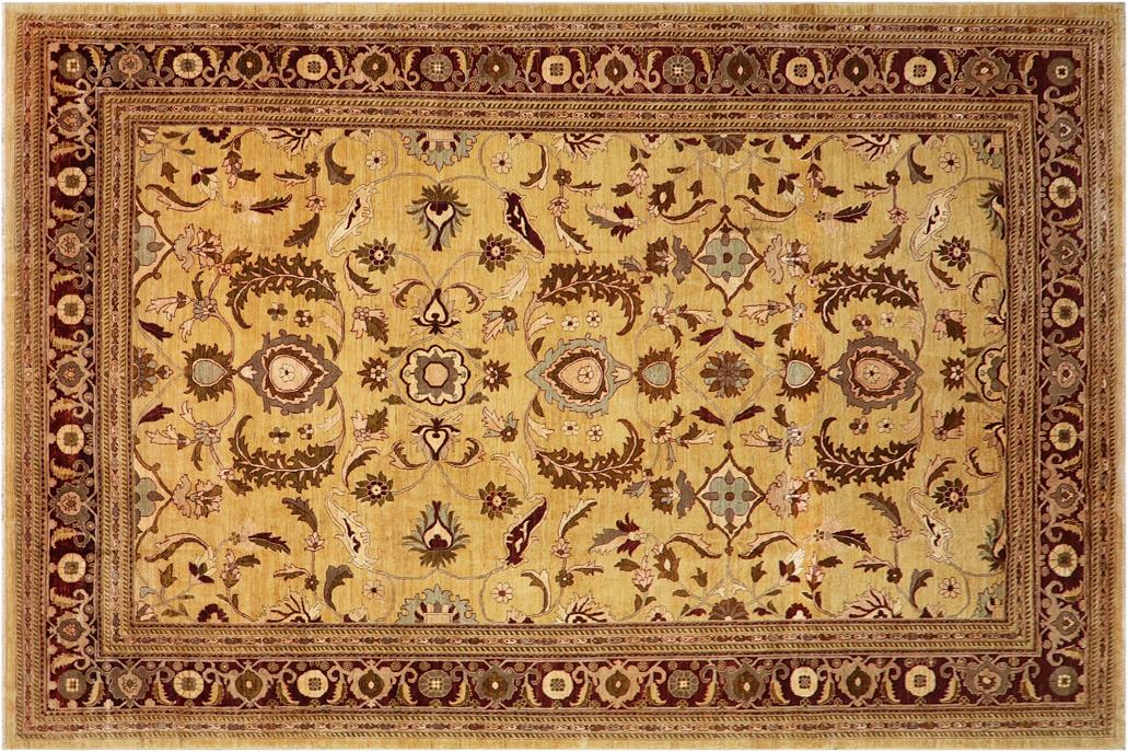 handmade Traditional Kafkaz Chobi Ziegler Gold Red Hand Knotted RECTANGLE 100% WOOL area rug 13 x 17