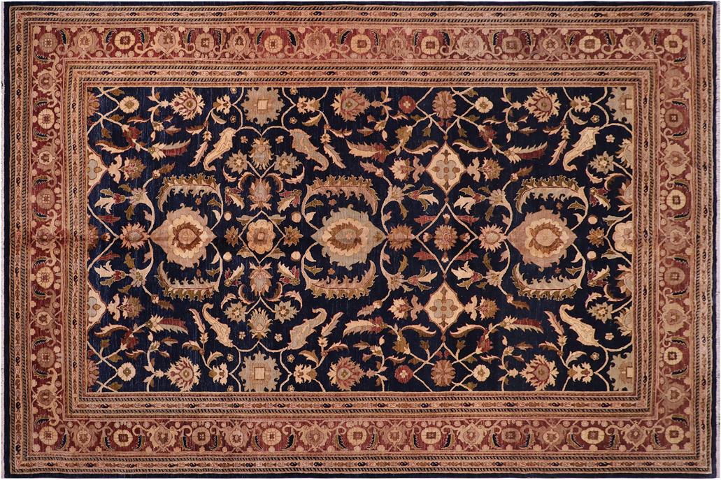handmade Traditional Kafkaz Chobi Ziegler Blue Rust Hand Knotted RECTANGLE 100% WOOL area rug 13 x 16