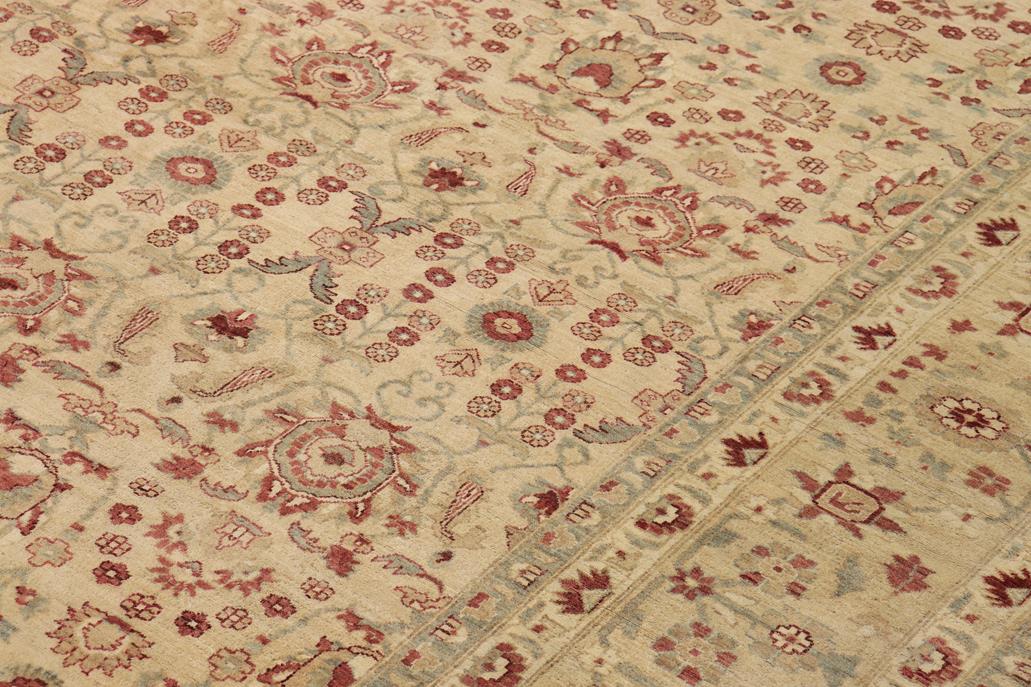 handmade Transitional Kafkaz Chobi Ziegler Tan Red Hand Knotted RECTANGLE 100% WOOL area rug 12 x 19