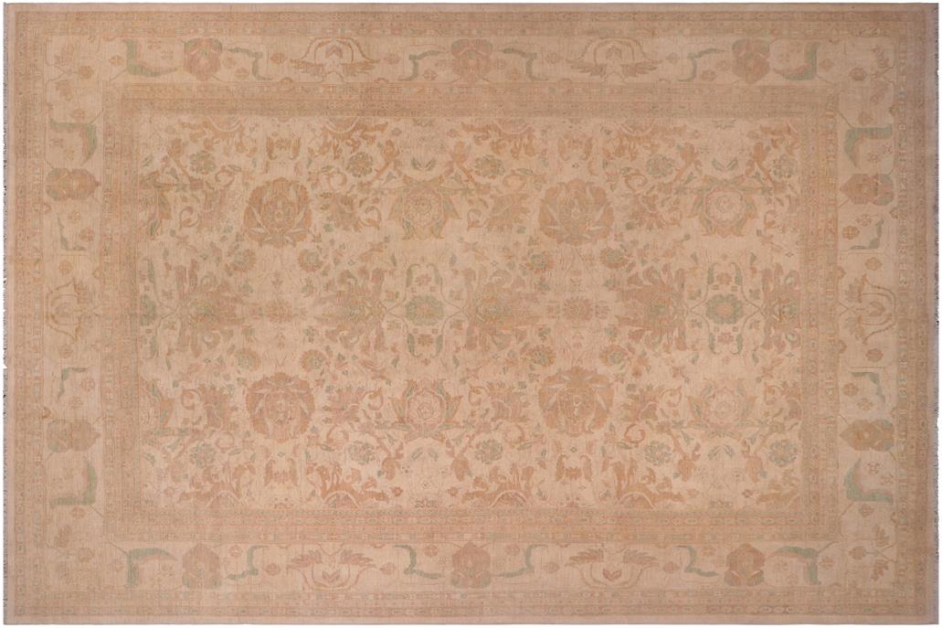 handmade Traditional Kafkaz Chobi Ziegler Lt. Tan Tan Hand Knotted RECTANGLE 100% WOOL area rug 12 x 15