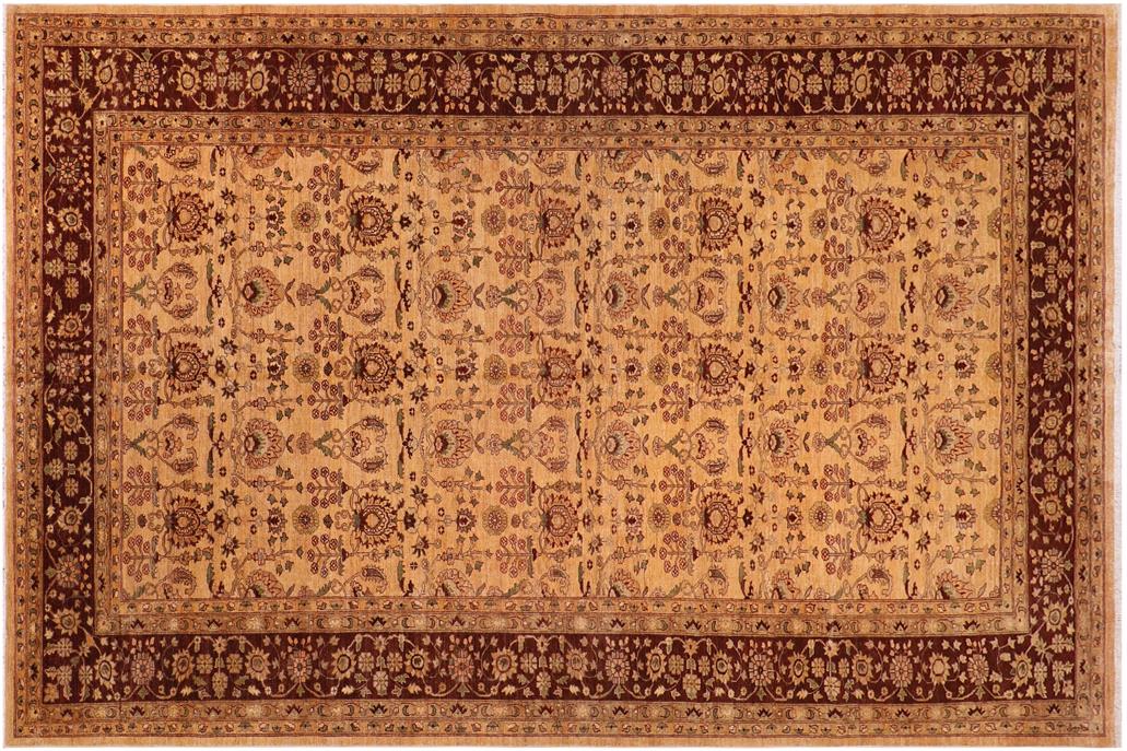 handmade Transitional Kafkaz Chobi Ziegler Lt. Gold Brown Hand Knotted RECTANGLE 100% WOOL area rug 10 x 16