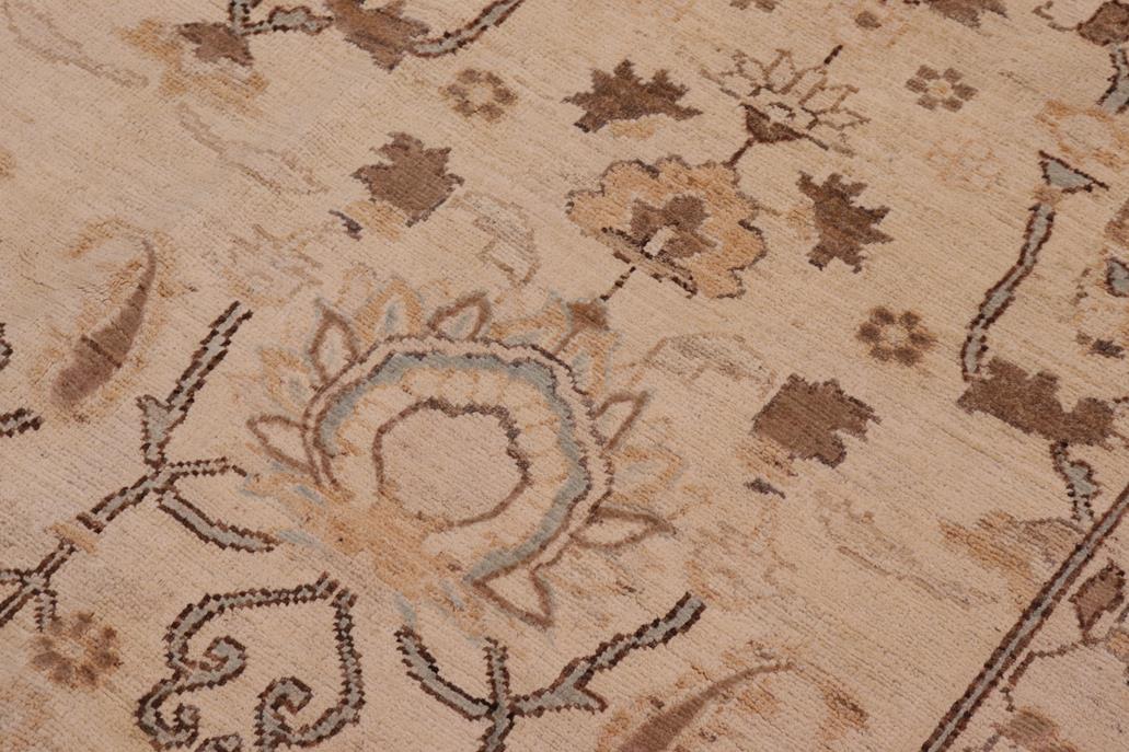 handmade Transitional Kafkaz Chobi Ziegler Ivory Gold Hand Knotted RECTANGLE 100% WOOL area rug 12 x 16