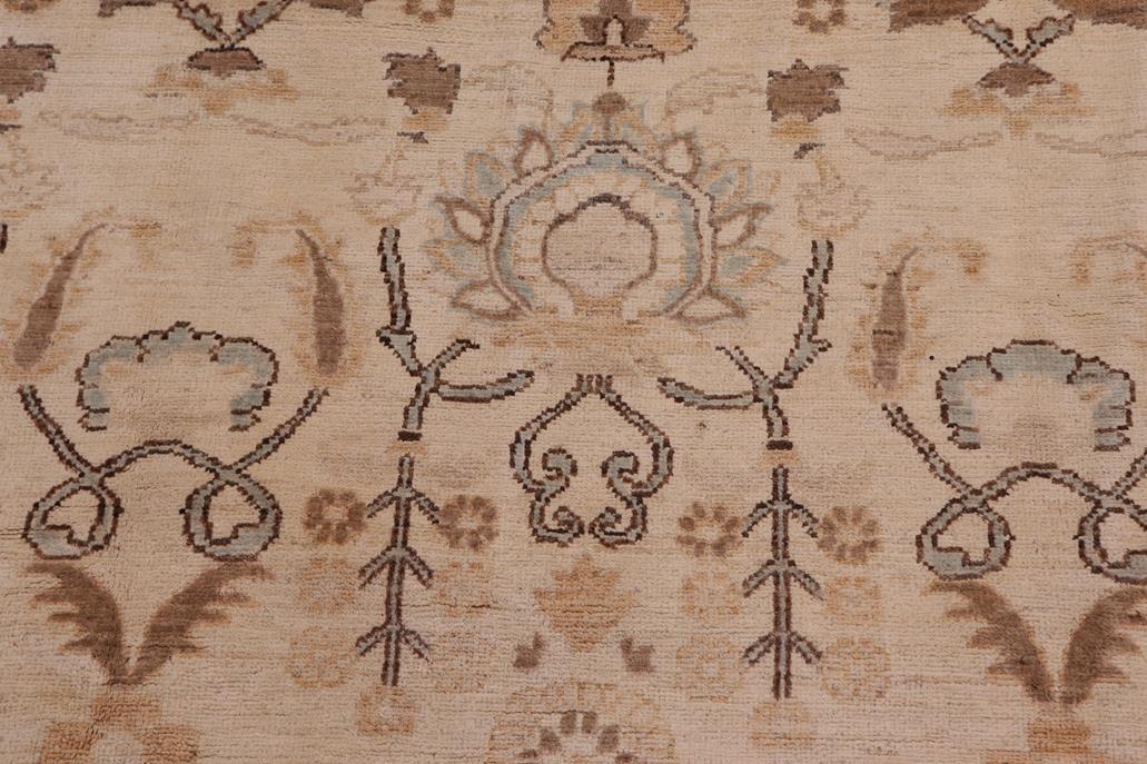 handmade Transitional Kafkaz Chobi Ziegler Ivory Gold Hand Knotted RECTANGLE 100% WOOL area rug 12 x 16