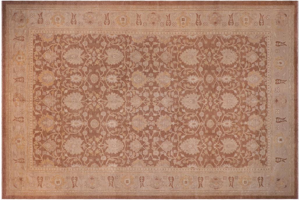 handmade Traditional Kafkaz Chobi Ziegler Brown Tan Hand Knotted RECTANGLE 100% WOOL area rug 12 x 18