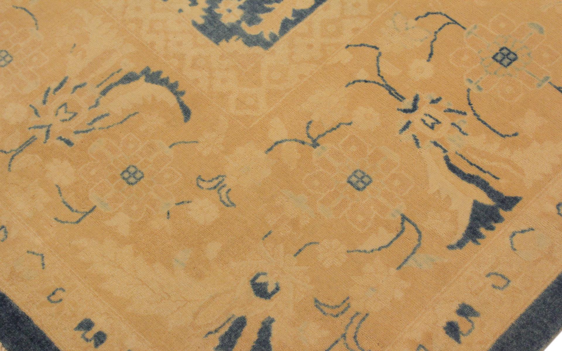 A02764,10 0"x13 6",Transitional                  ,10x14,Blue,TAN,Hand-knotted                  ,Pakistan   ,100% Wool  ,Rectangle  ,652671148309