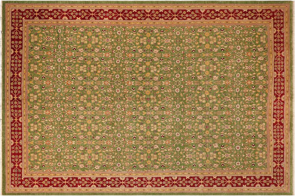 handmade Transitional Kafkaz Chobi Ziegler Green Red Hand Knotted RECTANGLE 100% WOOL area rug 12 x 18