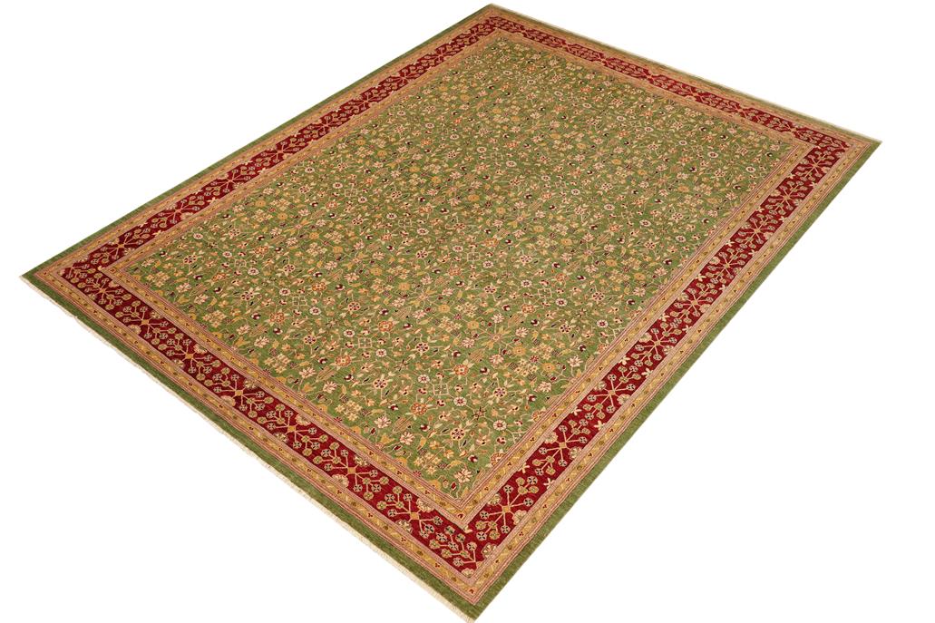handmade Transitional Kafkaz Chobi Ziegler Green Red Hand Knotted RECTANGLE 100% WOOL area rug 12 x 18