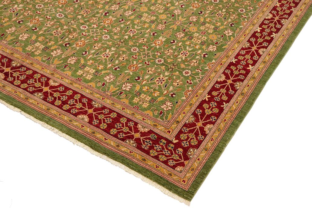 handmade Transitional Kafkaz Chobi Ziegler Green Red Hand Knotted RECTANGLE 100% WOOL area rug 12 x 18