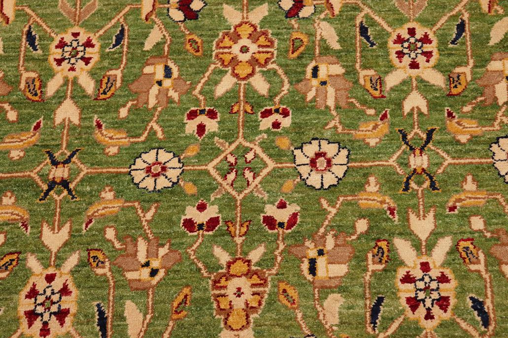 handmade Transitional Kafkaz Chobi Ziegler Green Red Hand Knotted RECTANGLE 100% WOOL area rug 12 x 18