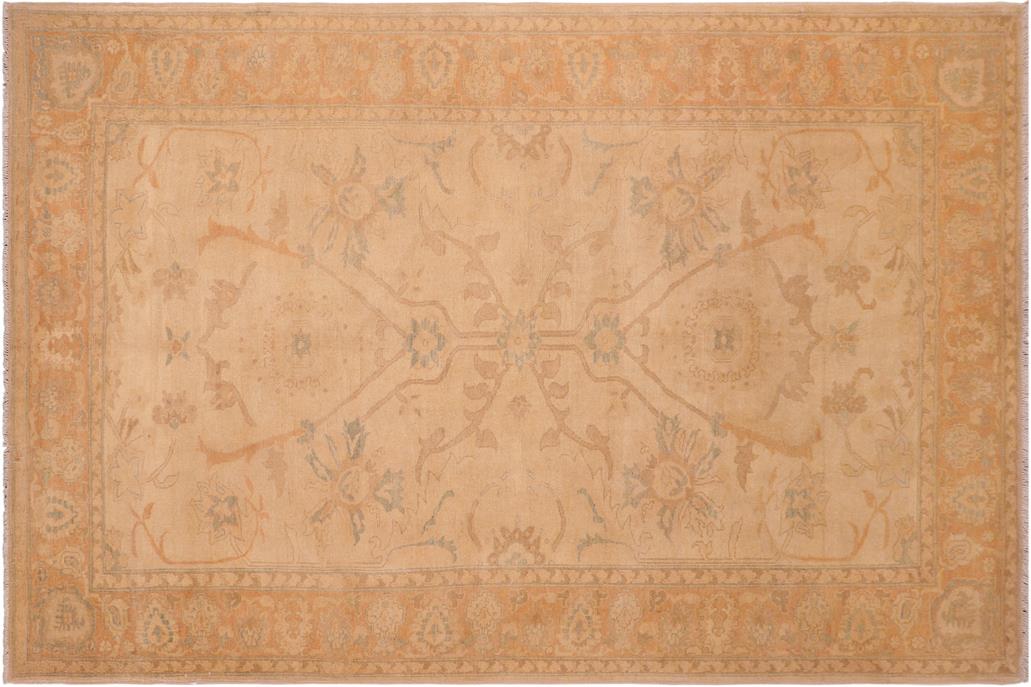handmade Traditional Kafkaz Chobi Ziegler Tan Gold Hand Knotted RECTANGLE 100% WOOL area rug 6 x 9