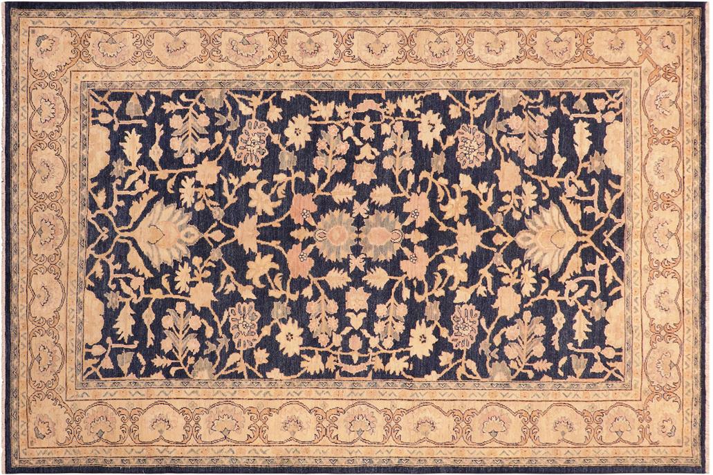 handmade Traditional Kafkaz Chobi Ziegler Blue Tan Hand Knotted RECTANGLE 100% WOOL area rug 6 x 9