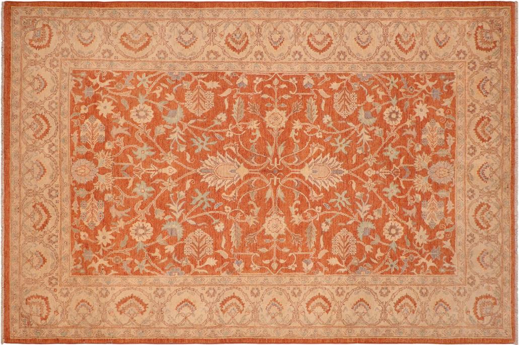 handmade Traditional Kafkaz Chobi Ziegler Rust Beige Hand Knotted RECTANGLE 100% WOOL area rug 6 x 9