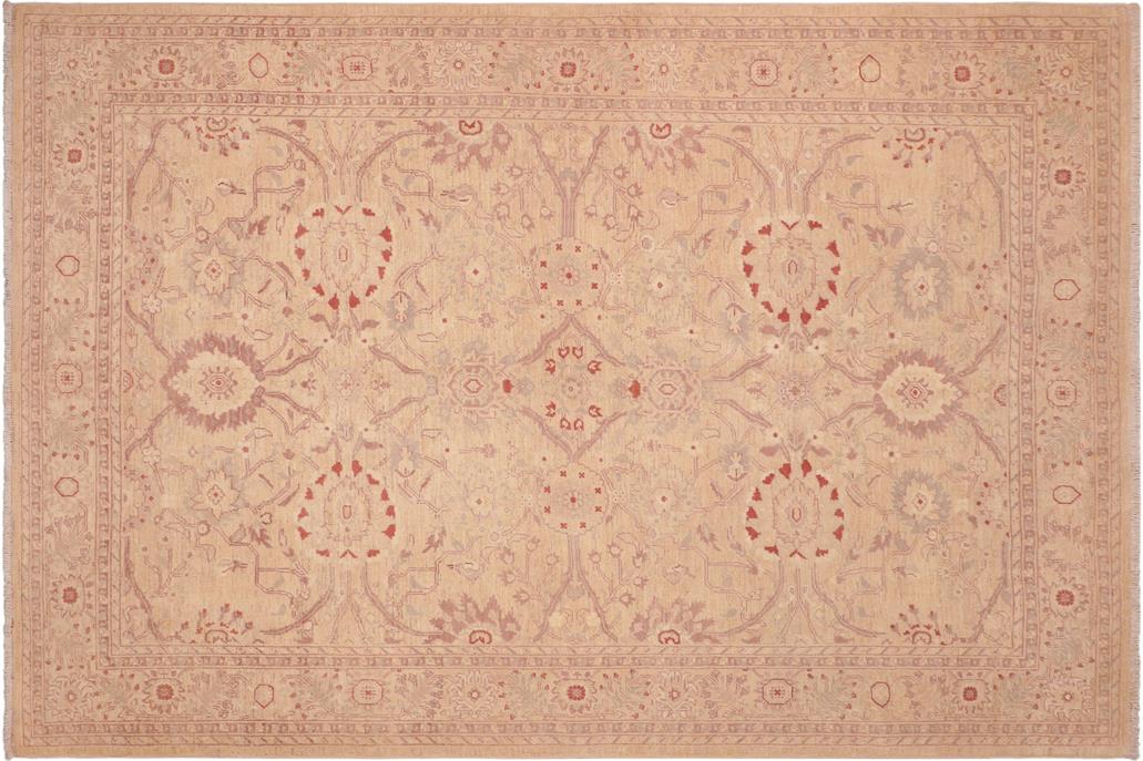 handmade Transitional Kafkaz Chobi Ziegler Tan Brown Hand Knotted RECTANGLE 100% WOOL area rug 6 x 9