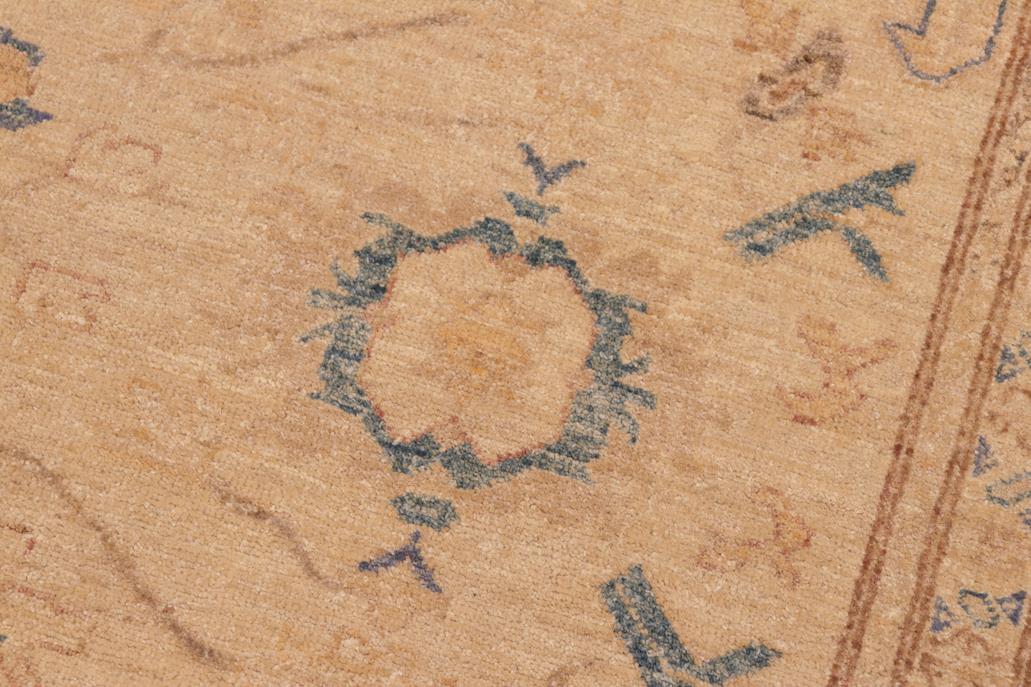 handmade Traditional Kafkaz Chobi Ziegler Tan Blue Hand Knotted RECTANGLE 100% WOOL area rug 6 x 9