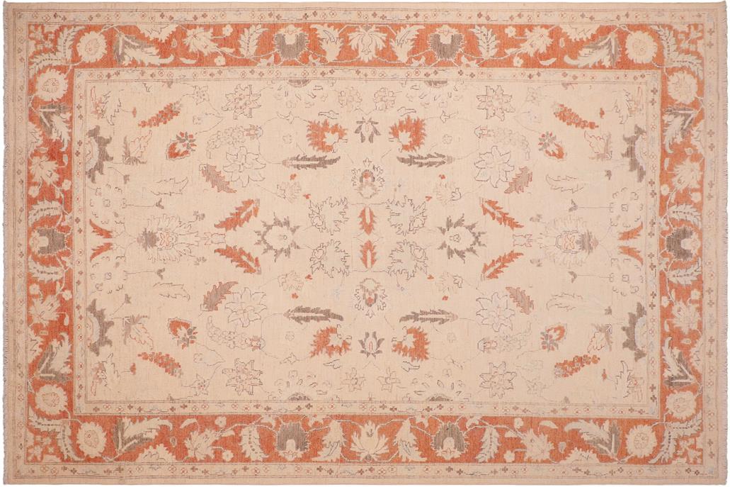 handmade Traditional Kafkaz Chobi Ziegler Tan Rust Hand Knotted RECTANGLE 100% WOOL area rug 6 x 9