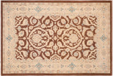 handmade Traditional Kafkaz Chobi Ziegler Brown Tan Hand Knotted RECTANGLE 100% WOOL area rug 6 x 9