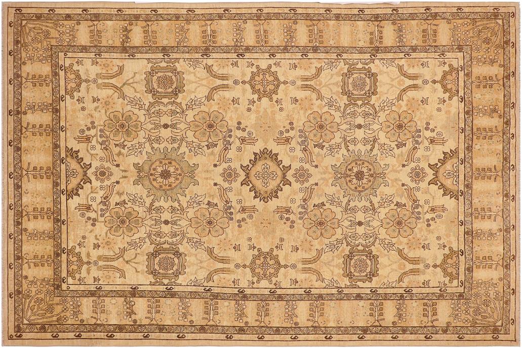 handmade Traditional Kafkaz Chobi Ziegler Beige Tan Hand Knotted RECTANGLE 100% WOOL area rug 9 x 13