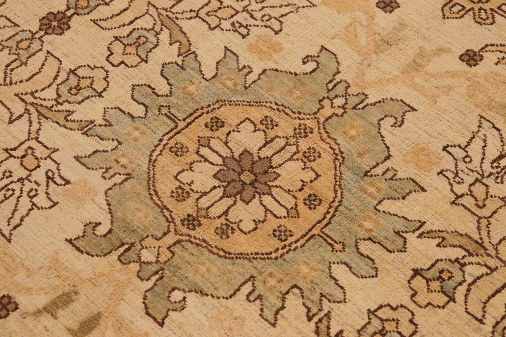 handmade Traditional Kafkaz Chobi Ziegler Beige Tan Hand Knotted RECTANGLE 100% WOOL area rug 9 x 13
