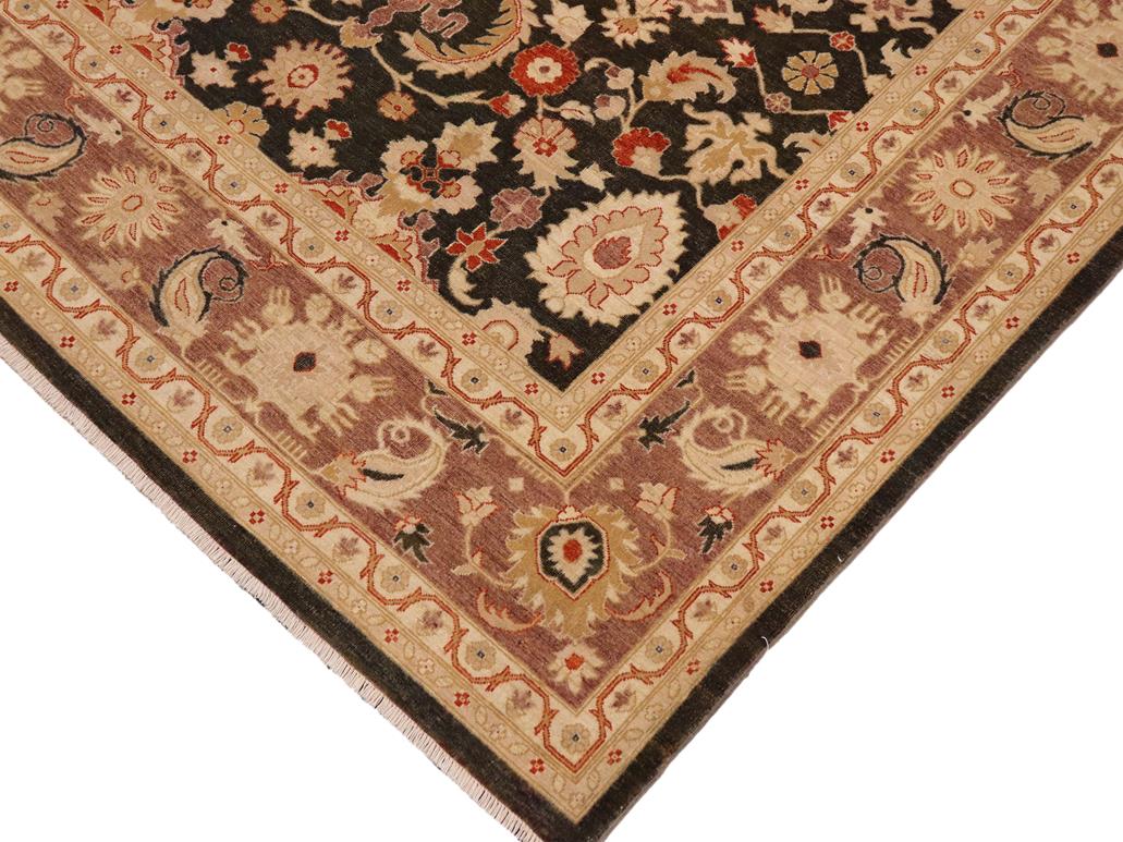 handmade Transitional Antique Charcoal Green Hand Knotted RECTANGLE 100% WOOL area rug 9x12