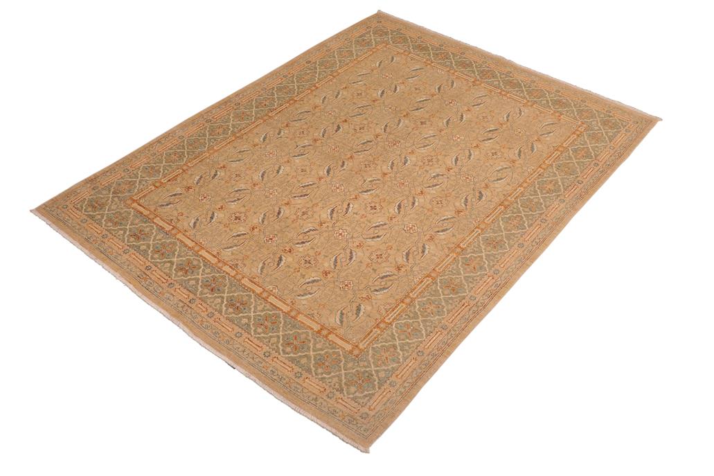 handmade Transitional Kafkaz Chobi Ziegler Tan Green Hand Knotted RECTANGLE 100% WOOL area rug 9 x 10